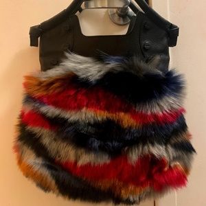 Multi Colored Faux fur Foley + Corinna Handbang